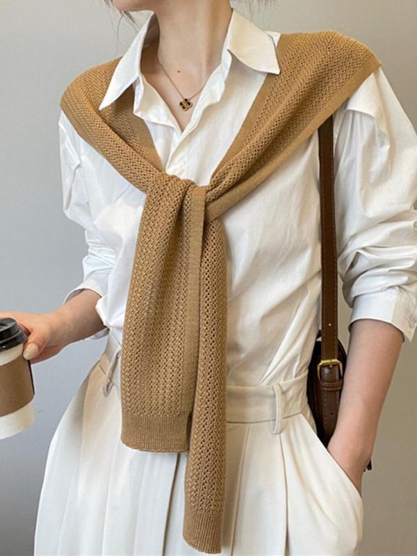 Women's Solid Color Stoles, Cable Knit Shawl, Casual Versatile Scarf for Daily Wear, Fashion Accessories for Women & Girls