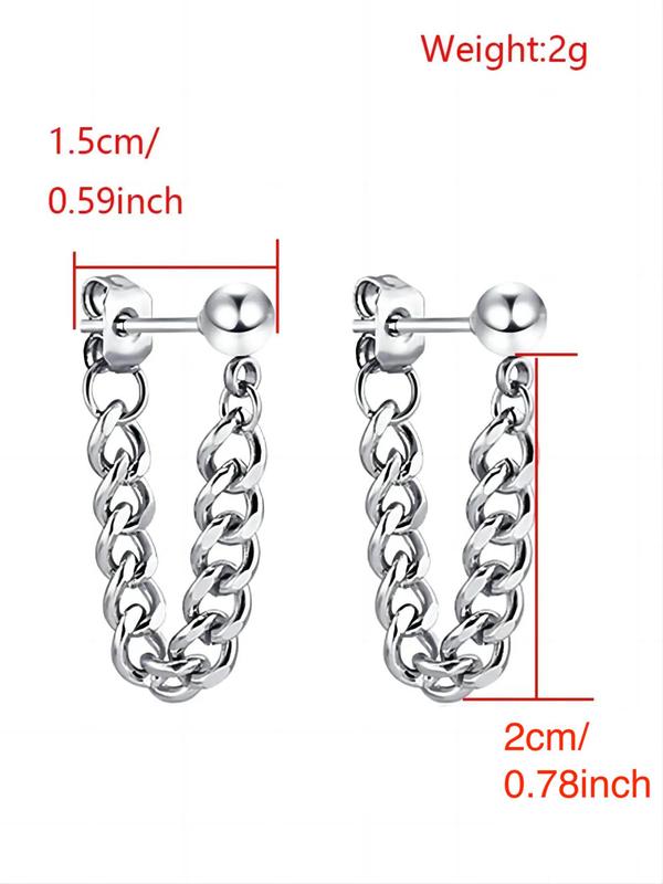 1 Pair Fashionable Street Style Chain Decor Dangle Earrings, Casual Matching Jewelry for Party, Daily Clothing Decor