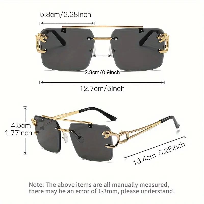 Vintage Luxury Golden Fahsion Glasses Cool Tiger Stand Women's Frameless Black For Men And Women Outdoor Travel Anti Glare Glasses