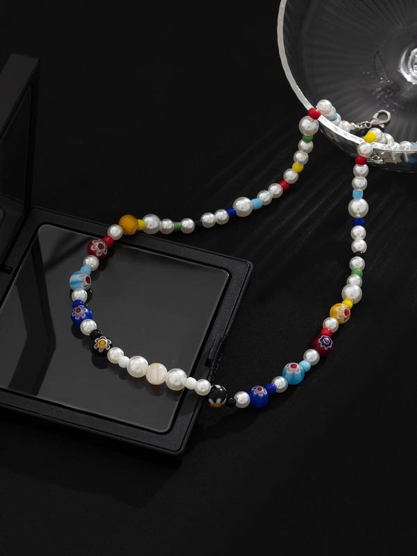 Men's Faux Pearl Beaded Necklace