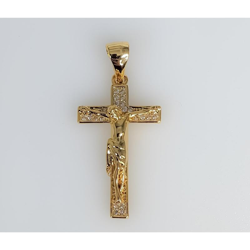 Plated Mini Dainty Bling Cross Pendant