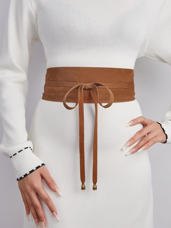 Women's Minimalist Elegant Bow Decor Wide Belt, Exquisite Trendy Waist Belt, Fashionable Clothes Accessories for Daily & Party Decoration