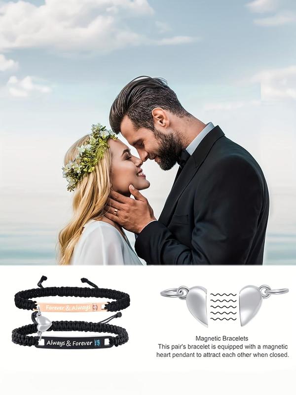 Couple Matching Bracelet & Necklace, Fashion Jewelry Set for Party, Daily Clothing Decor, Trendy All-match & Exquisite Jewelry for Birthday Gift