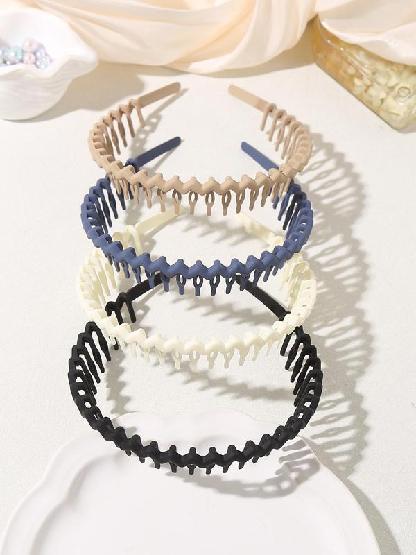 Solid Wave Design Hair Hoop with Teeth, Casual Versatile Hair Accessories for Women & Girls, Minimalist Headwear Suitable for Thick Hair