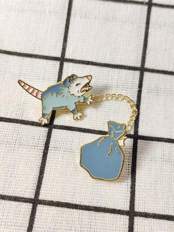 Cute Cartoon Mouse & Bag Design Brooch,  Fashion Alloy Badge for Daily Vacation Holiday Party Gift for Women and Men