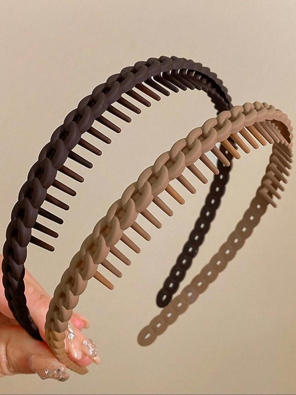 Minimalist Non-slip Braided Design Headbands, Simple Plain Color Hair Hoop, Non-slip Hair Accessories for Women & Girls