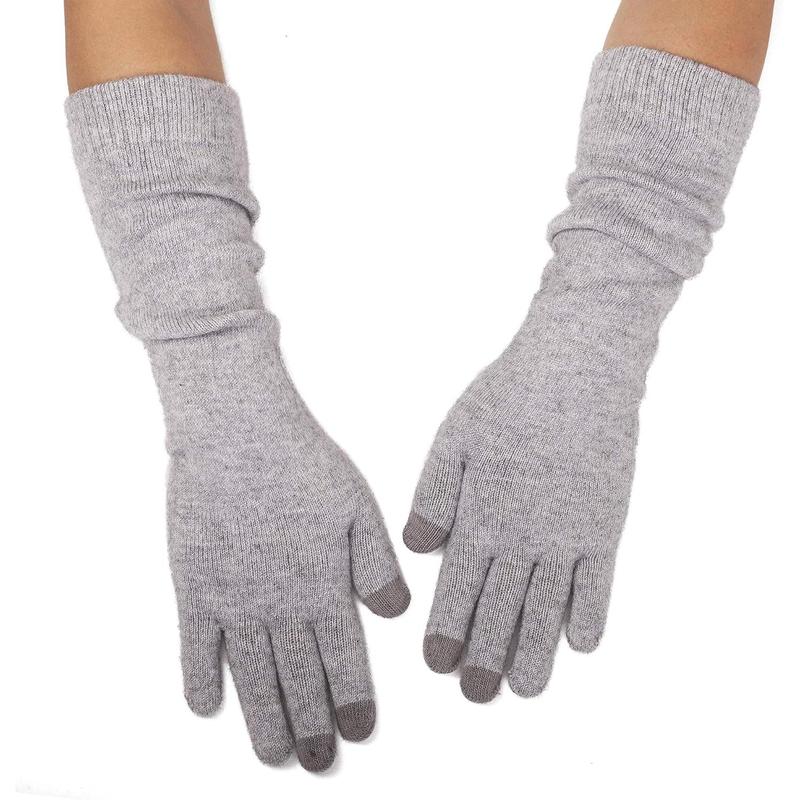 Women Knit Long Gloves Touchscreen Blended Arm Warmers with Fingers Winter Warm Gloves