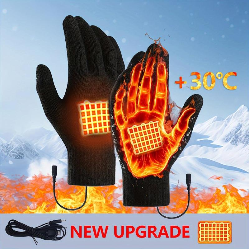 USB Rechargeable Heated Gloves, Touch Screen Compatible Heated Gloves, Elastic Cuffs Thickened Non-slip Design Gloves, Suitable for Winter