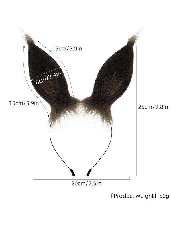 Cute Faux Fur Rabbit Ear Design Headband, Fashionable Hair Accessories for Women & Girls, Simple Style Plain Color Headband for Cosplay, Party, Stage
