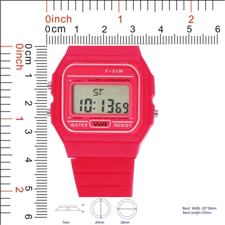 28mm Fashion Women Men's Water Resist Plastic Band Retro Style Sports Digital Watch Casual