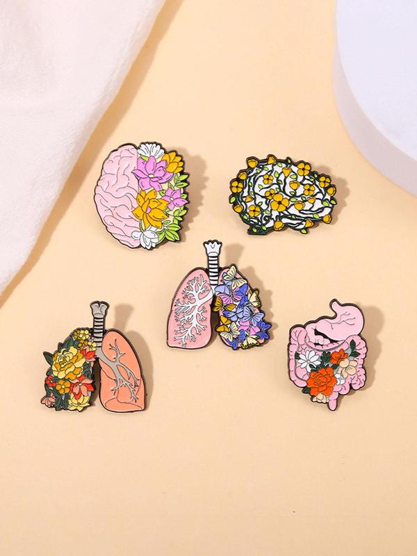 Creative Brain & Heart Design Brooch, Fashion Alloy Badge for Daily Clothing Decor, Trendy All-match & Exquisite Brooch for Birthday Gift