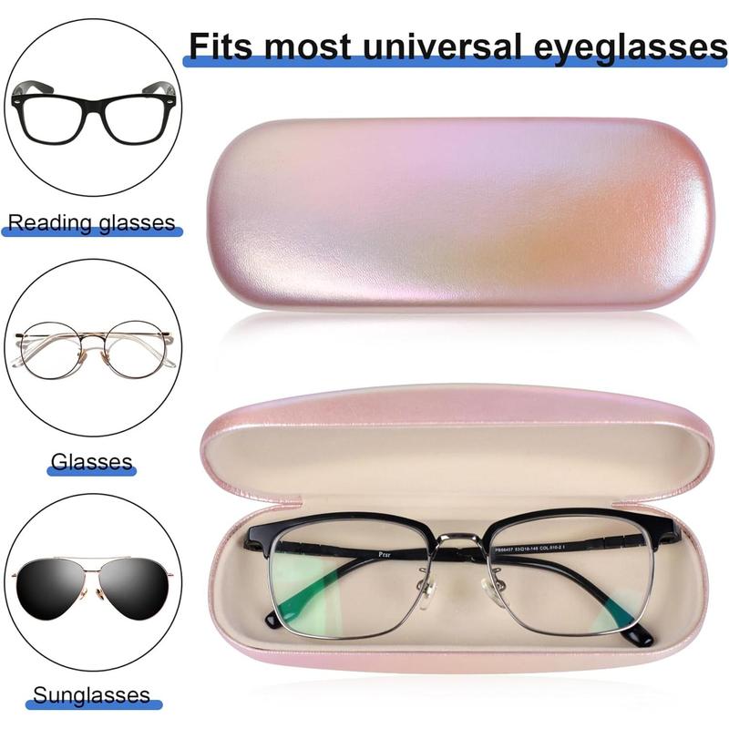 Glasses Case, 2 Pack Eyeglass Case with Cleaning Cloth, Glasses Case Hard Shell Fits Most Glasses