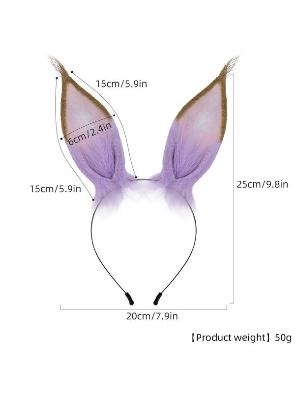 Cute Faux Fur Rabbit Ear Design Headband, Fashionable Hair Accessories for Women & Girls, Simple Style Plain Color Headband for Cosplay, Party, Stage