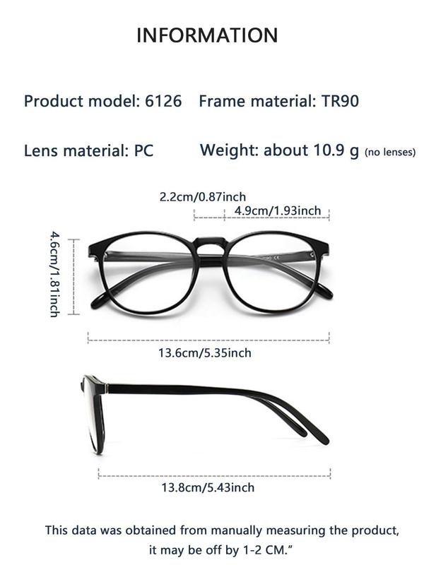 Unisex Simple Style Mixed Color Full Frame Eyeglasses, 2024 New Style Trendy Casual Lens Removable Design Eyeglasses for Everyday Use, Fashion Accessories for Outdoor Activities