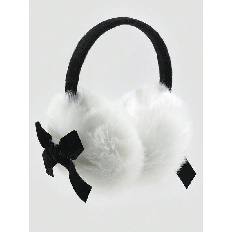 1pc Cute Bow Fleece Earmuffs, Warm & Cold-Proof Y2K Style For Women, Autumn Winter