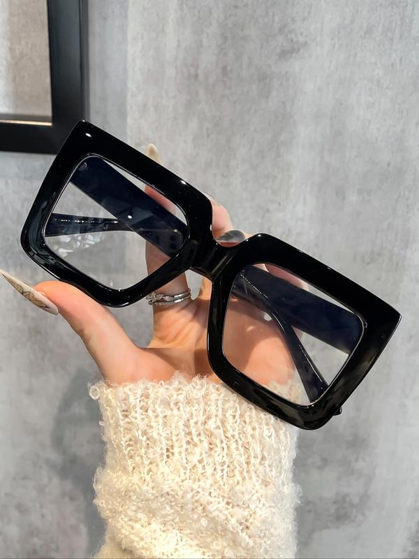 Women's Fashionable Ombre Color Square Frame Eyeglasses, Casual Trendy Eyeglasses for Everyday Use, Fashion Accessories for Outdoor Activities