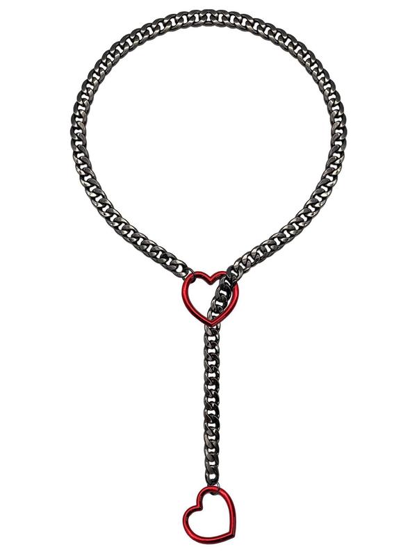 Slip Chain with Heart O-Ring, Punk Style Necklace, Adjustable Chain for Women & Men Adjustable Punk