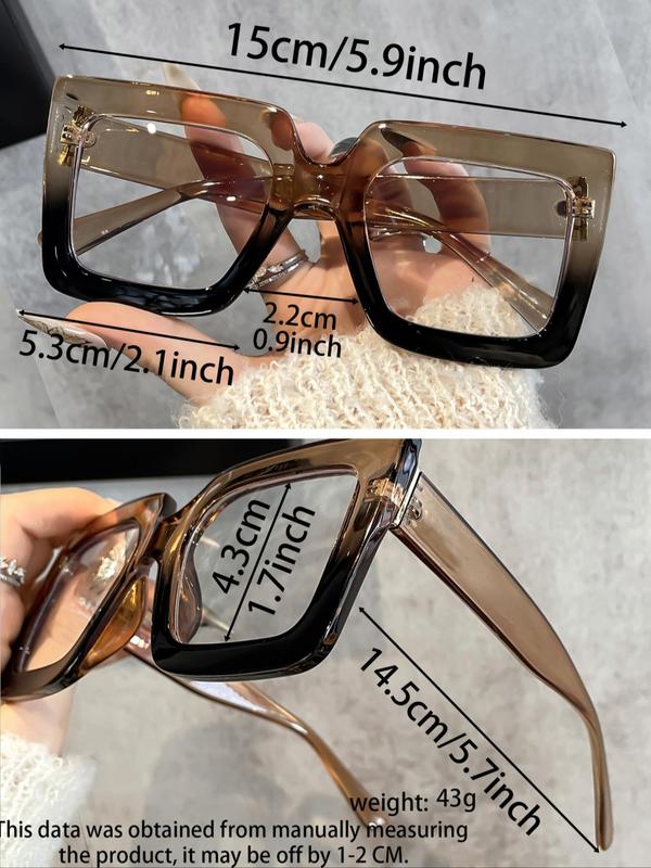 Women's Fashionable Ombre Color Square Frame Eyeglasses, Casual Trendy Eyeglasses for Everyday Use, Fashion Accessories for Outdoor Activities