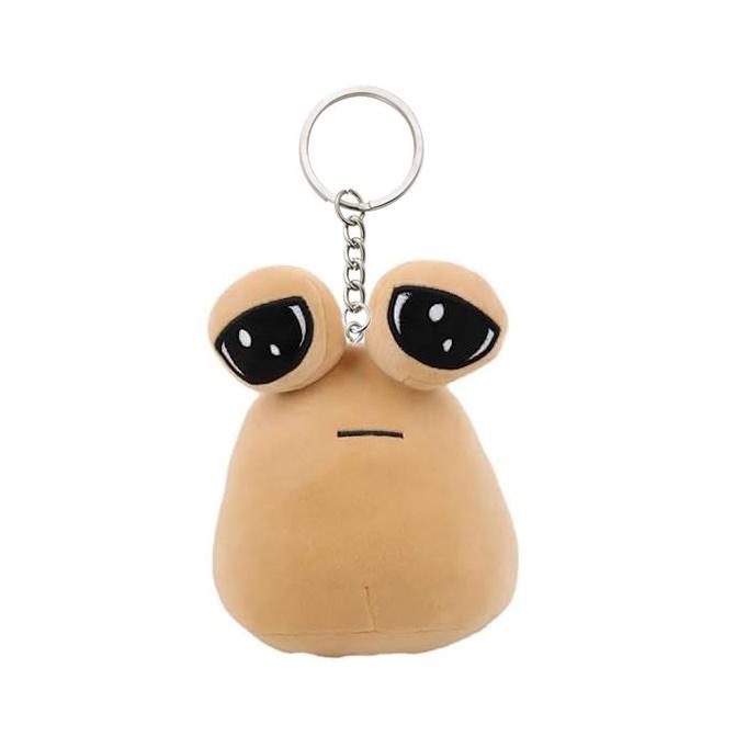 Mini Sad Pou Plush Keychain Kawaii Game Figure Alien Key Chain