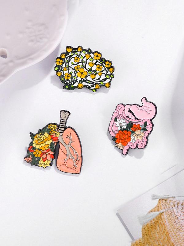 Creative Brain & Heart Design Brooch, Fashion Alloy Badge for Daily Clothing Decor, Trendy All-match & Exquisite Brooch for Birthday Gift