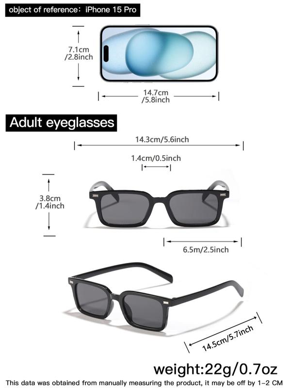 Unisex Simple Style Square Frame Sunglasses, Trendy Casual Sunglasses for Everyday Use, Fashion Accessories for Outdoor Activities