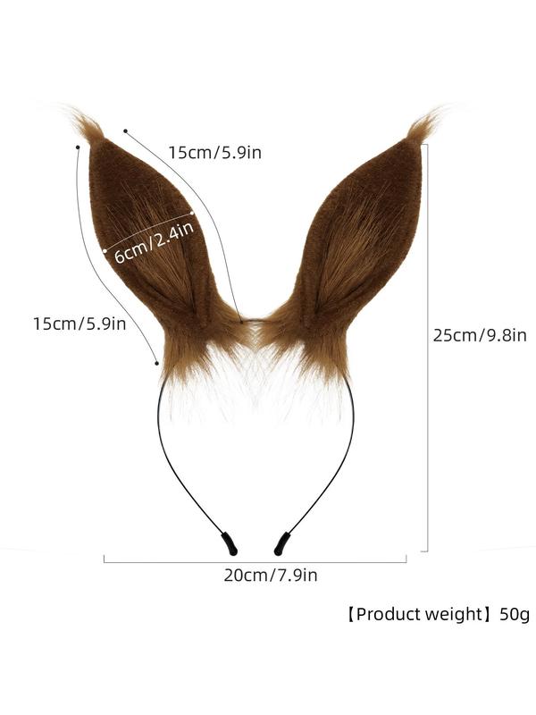 Cute Faux Fur Rabbit Ear Design Headband, Fashionable Hair Accessories for Women & Girls, Simple Style Plain Color Headband for Cosplay, Party, Stage