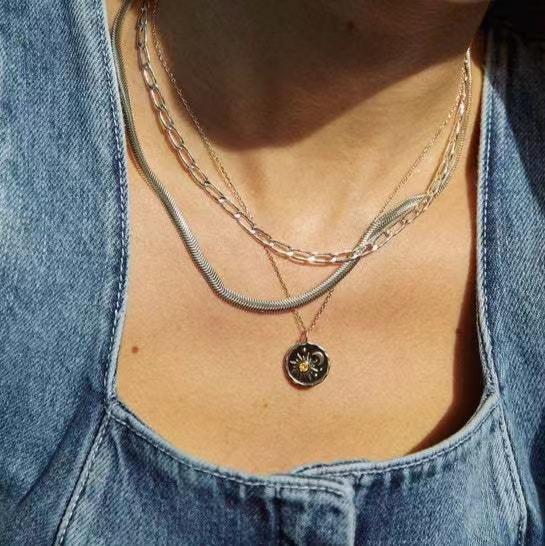 {Summer Retro Style} Women's Retro Pendant Necklace Sun Moon Set Jewelry Sun Flower Pendant High-end mens  necklaces kendra scott