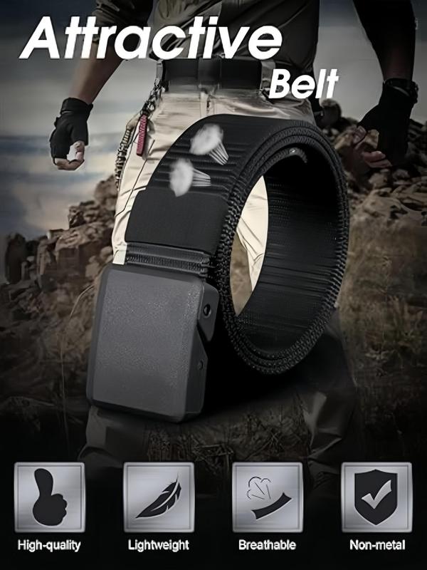 Outdoor Men's Tactical Belt, Student Nylon Belt, Breathable Plastic Buckle Canvas Belt for Men, Fashion Belt for Party, Daily Clothing Decor, Trendy All-match & Exquisite Belt for Birthday Gift