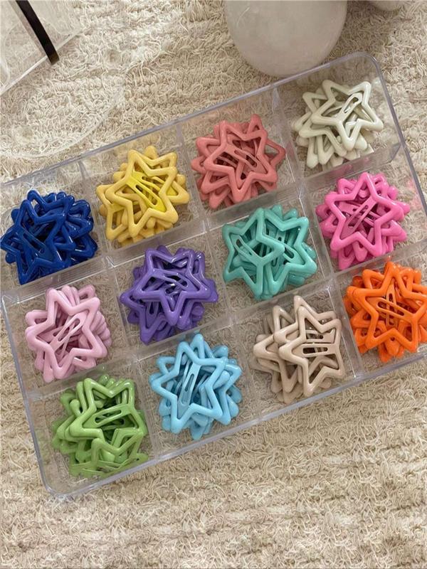 Summer Random Color Hollow out Star Design Hair Clip, Cute Fashionable Star Snap Clip for Women & Girls, Adorable Hair Accessories for Daily Wear, Birthday Gifts