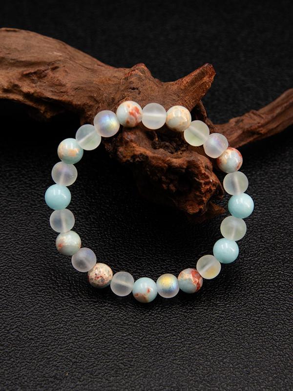 Boho Style Colorful Beaded Bracelet, Fashionable Stone Beaded Bracelet for Women & Girls, Trendy All-match & Exquisite Jewelry for Birthday Gift