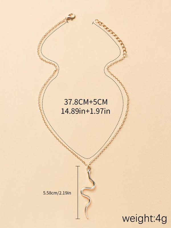 Snake Shape Design Pendant Necklace for Women, Punk Hip Hop Style Snake Pendant Necklace, Personality Clavicle Chain, Street Fashion Stainless Steel Jewelry, Holiday Gift