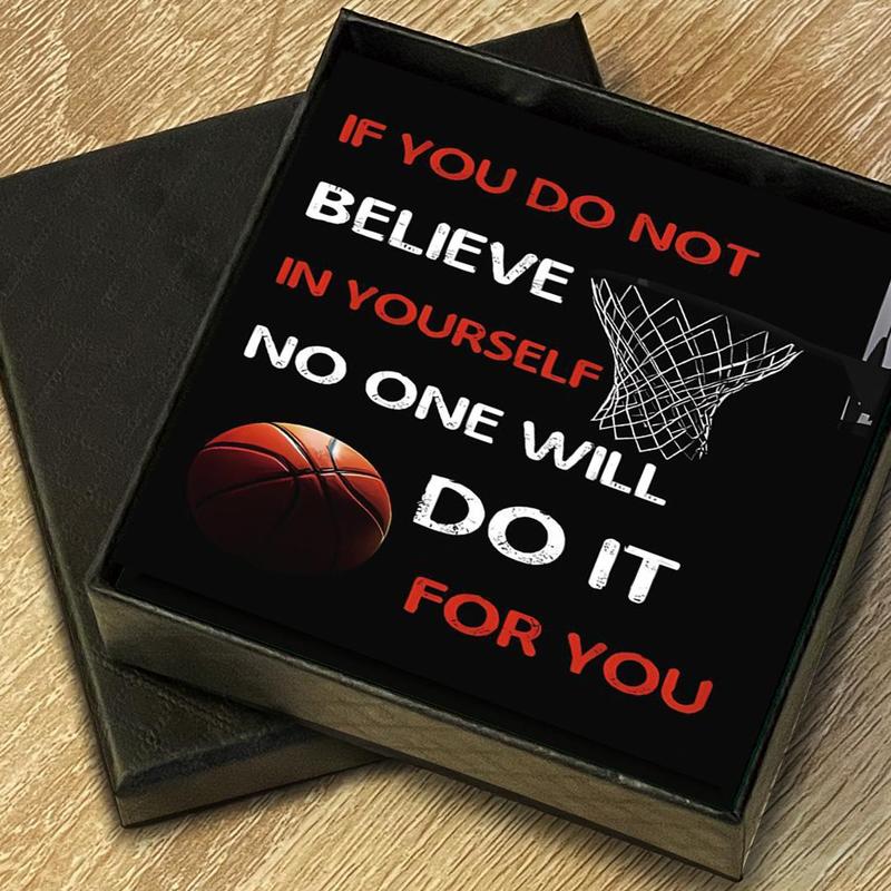 Basketball & Letter Pattern Gift Box Set, 1 Set Including Cross Necklace & Gift Card & Gift Box, Birthday Gifts for Men