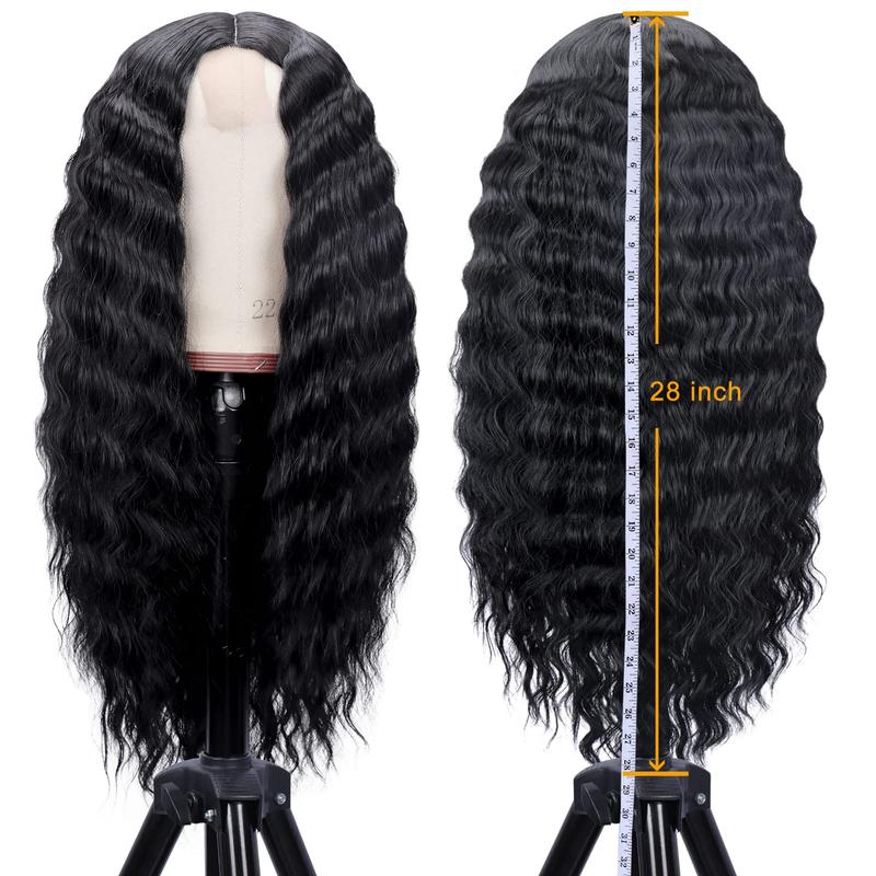 Long Curly Synthetic Black Hair Wigs for Women Lace Front Wig 4