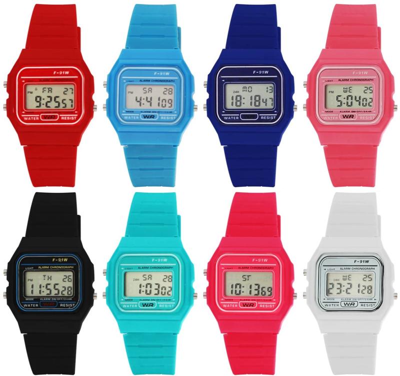 28mm Fashion Women Men's Water Resist Plastic Band Retro Style Sports Digital Watch Casual