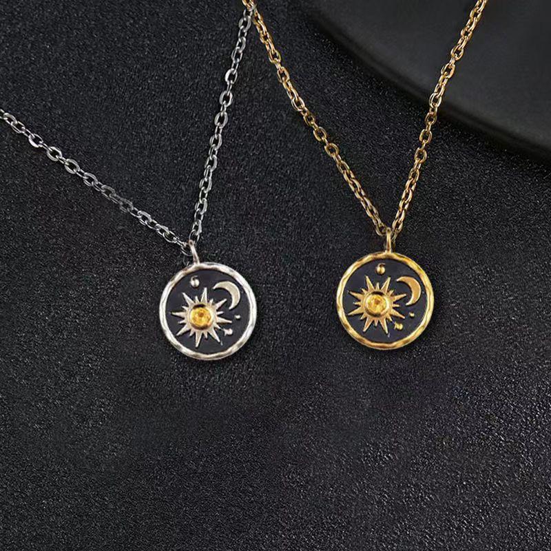 {Summer Retro Style} Women's Retro Pendant Necklace Sun Moon Set Jewelry Sun Flower Pendant High-end mens  necklaces kendra scott