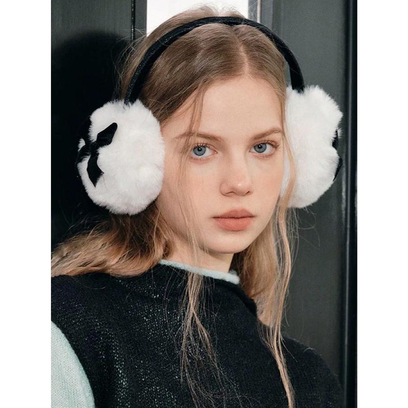 1pc Cute Bow Fleece Earmuffs, Warm & Cold-Proof Y2K Style For Women, Autumn Winter