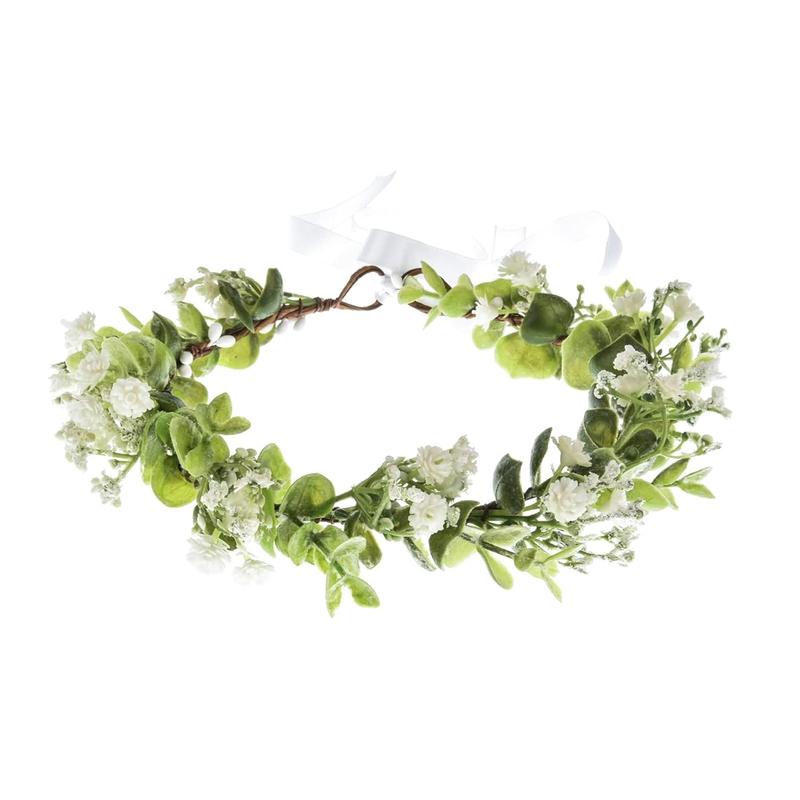 Bridal Green Leaf flower Crown Eucalyptus Floral Headband Wedding Festivals Photo Props (E Eucalyptus)