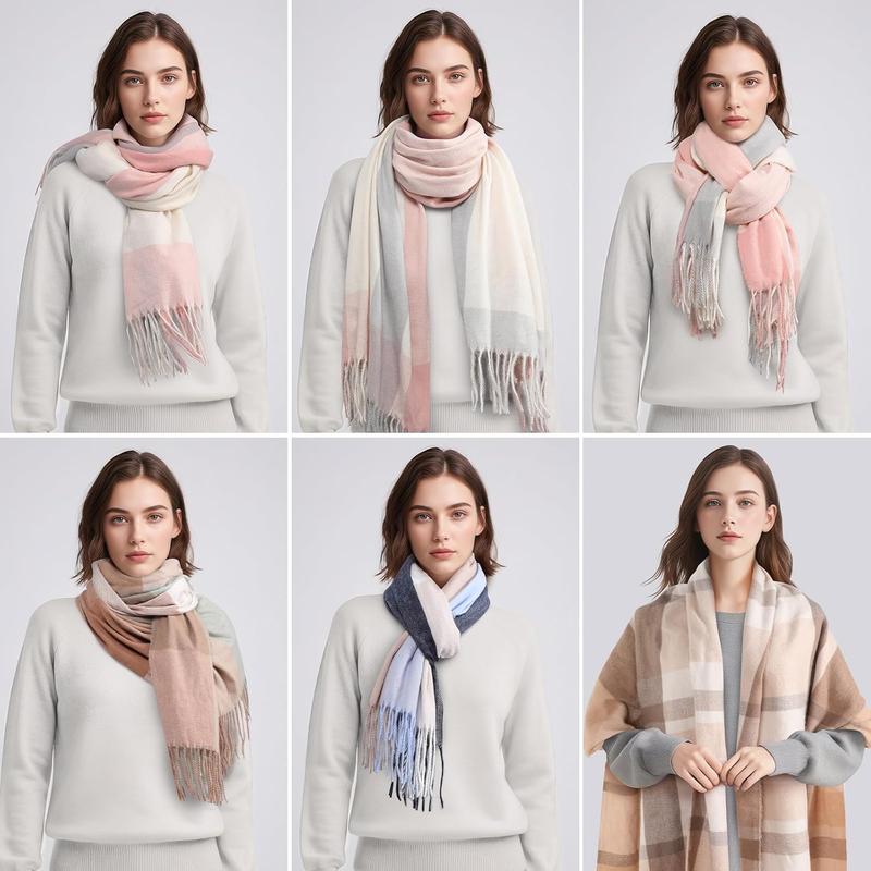 Scarf for Women - Winter Scarf for Women Fashion Cashmere Feel Plaid Scarfs for Women