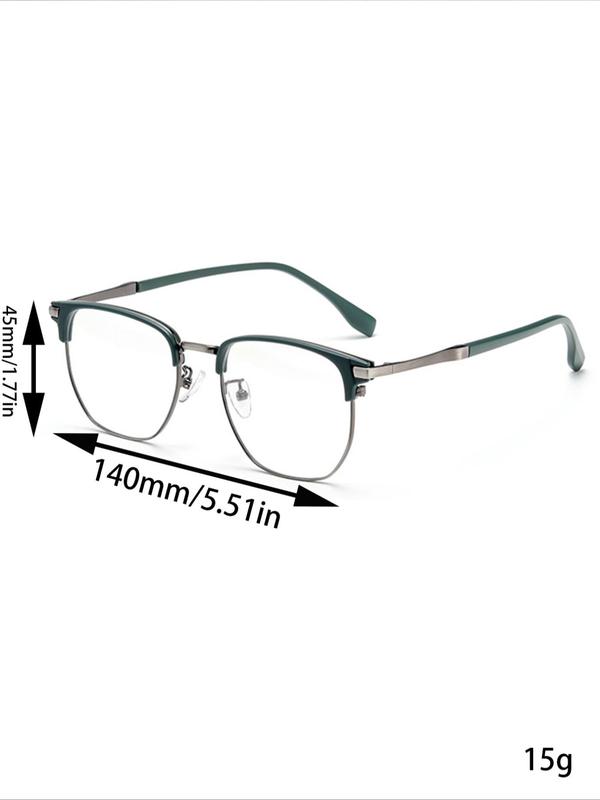 Simple Square Semi-rimless Frame Eyeglasses for Women & Men, 1 Pair Fashion Eyeglasses for Work, Daily Clothing Decor, Perfect for Student Daily Use, Coolfashionguy 70s