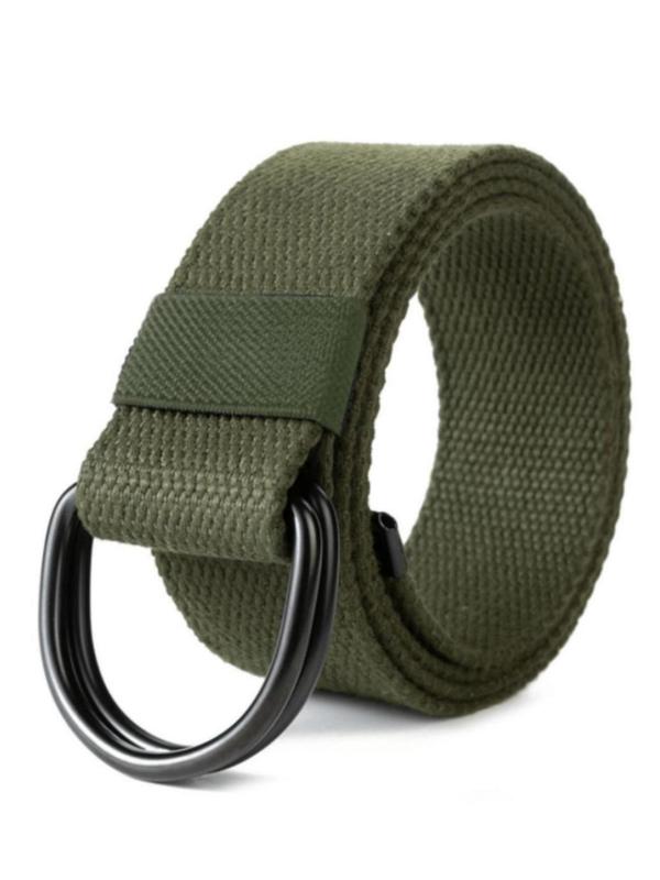 2024 New Style Tactical Canvas Men Belt, High Quality Unisex Double D-ring Buckle Waistband, Casual Canvas Belt for Jeans, Fashion Accessories for Daily Wear