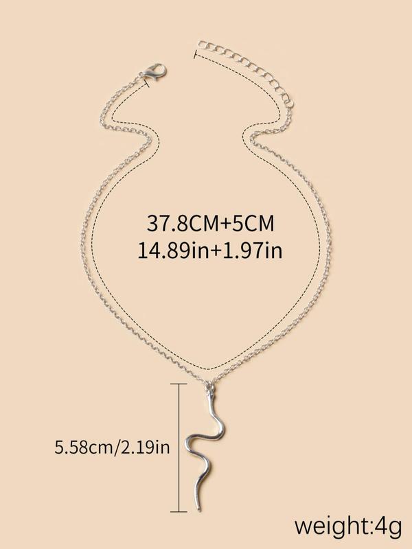 Snake Shape Design Pendant Necklace for Women, Punk Hip Hop Style Snake Pendant Necklace, Personality Clavicle Chain, Street Fashion Stainless Steel Jewelry, Holiday Gift