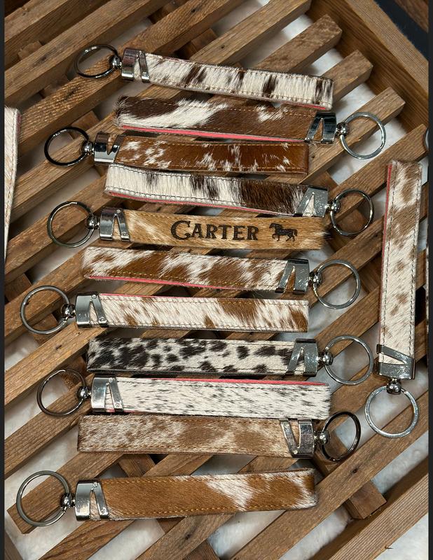 Custom Branded Cowhide Wristlet Keychain - Durable and Stylish Accessory - Genuine Cowhide - Gift for Her - Christmas Gift - Stocking Stuffer