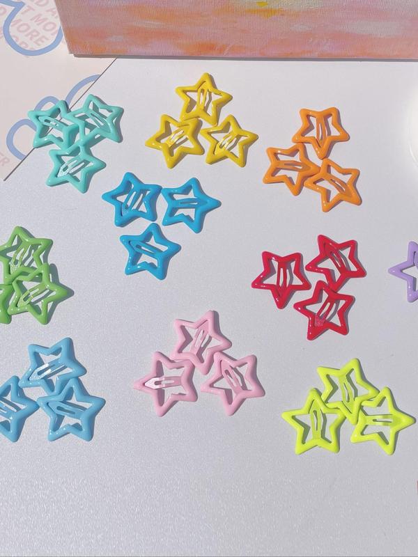 Summer Random Color Hollow out Star Design Hair Clip, Cute Fashionable Star Snap Clip for Women & Girls, Adorable Hair Accessories for Daily Wear, Birthday Gifts