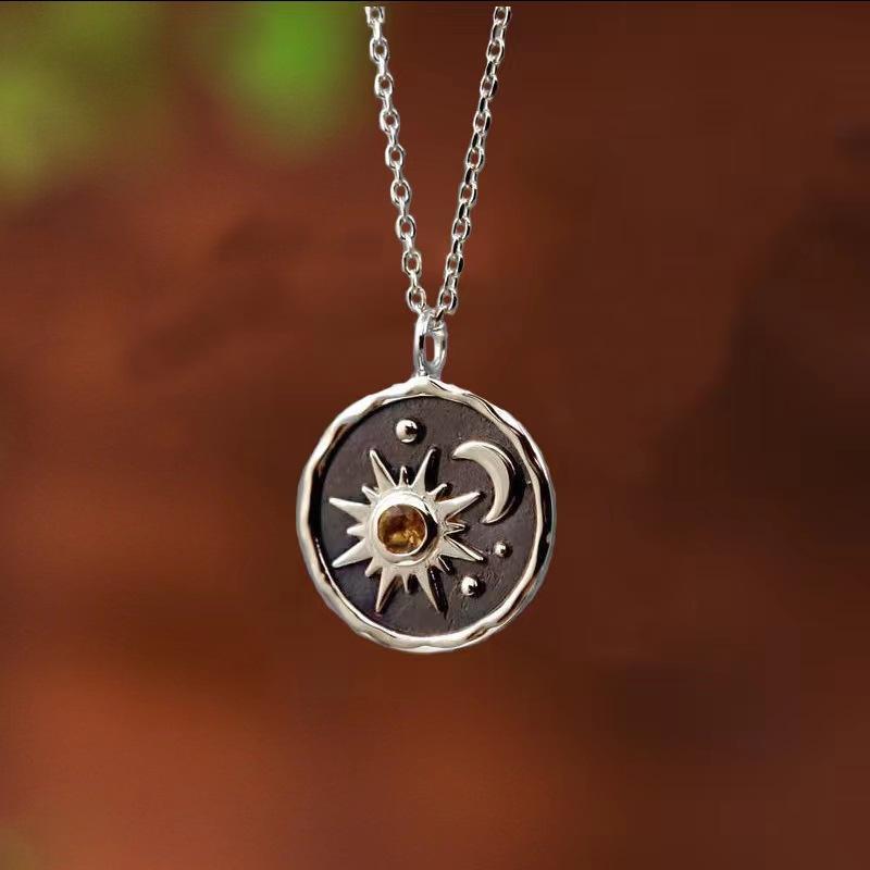 {Summer Retro Style} Women's Retro Pendant Necklace Sun Moon Set Jewelry Sun Flower Pendant High-end mens  necklaces kendra scott