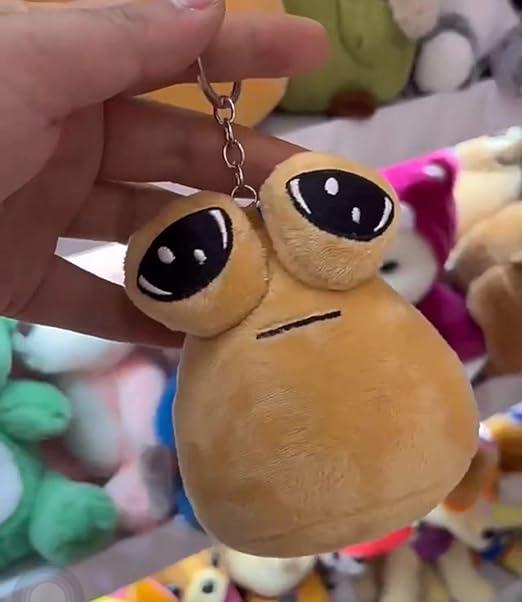 Mini Sad Pou Plush Keychain Kawaii Game Figure Alien Key Chain