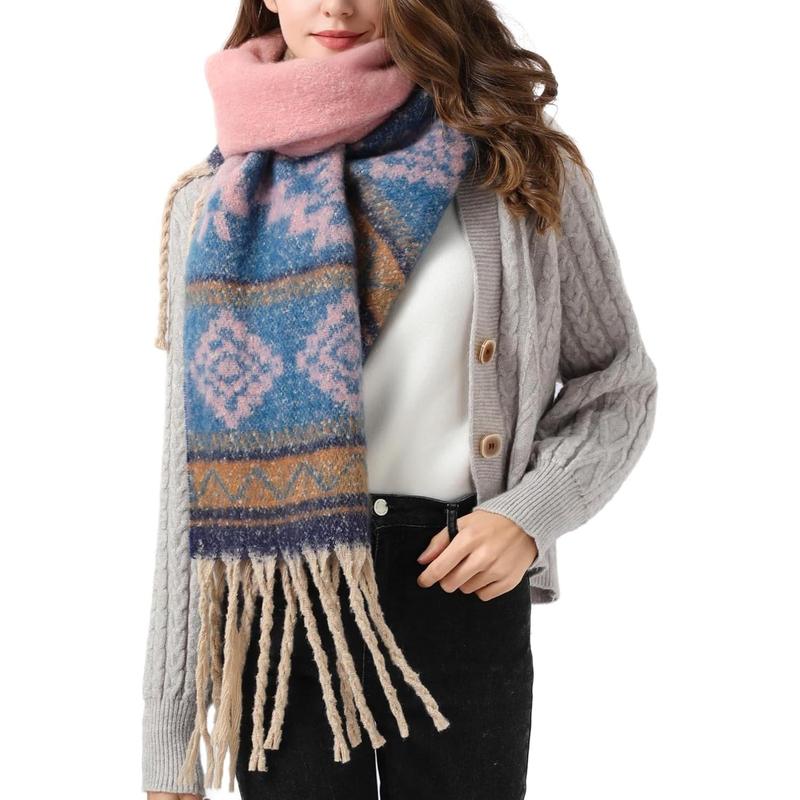 Scarf for Women - Winter Scarf for Women Fashion Cashmere Feel Plaid Scarfs for Women