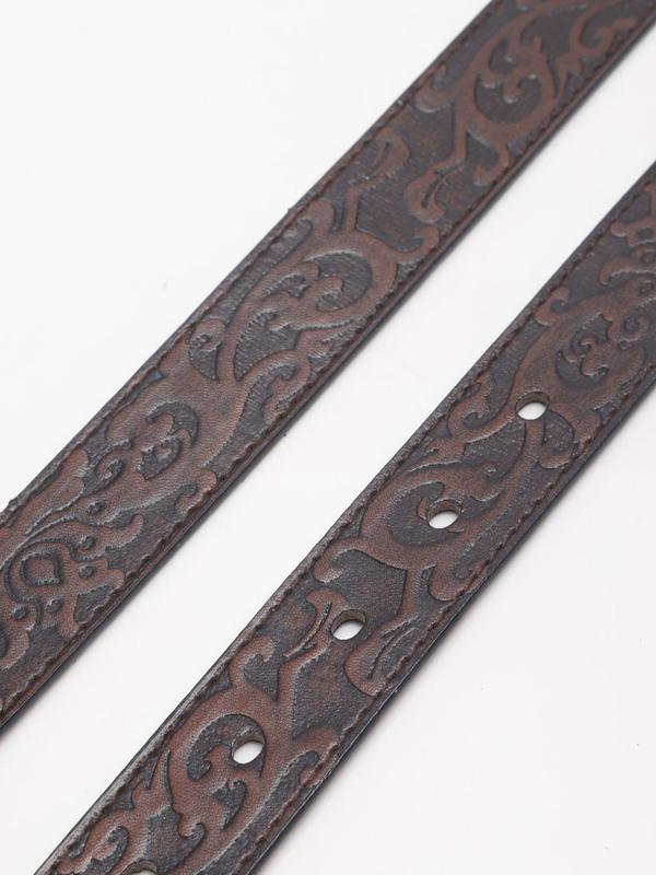 Men's Vintage Western Belt, Fashionable Floral Embossed Pu Leather Belt for Party, Daily Clothing Decor, Trendy All-match & Exquisite Belt As Gift