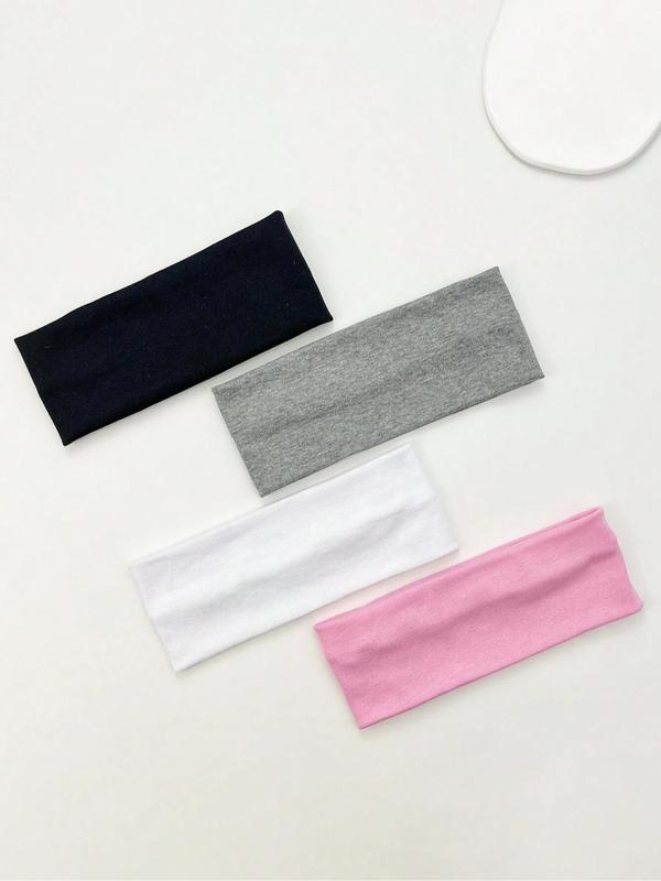 Minimalist Sporty Solid Color Hair Band (4pcs), High Stretch Sweat-absorbing Hair Band, Summer 2024 Hair Accessories for Women & Men