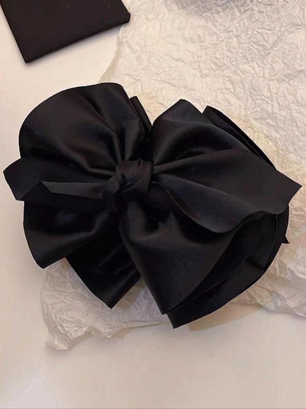 Elegant Style Solid Color Bowknot Decor Hair Claw Clip, Casual Easy Griping Large Size Hair Claw, Fashion Hair Accessories For Women & Girls