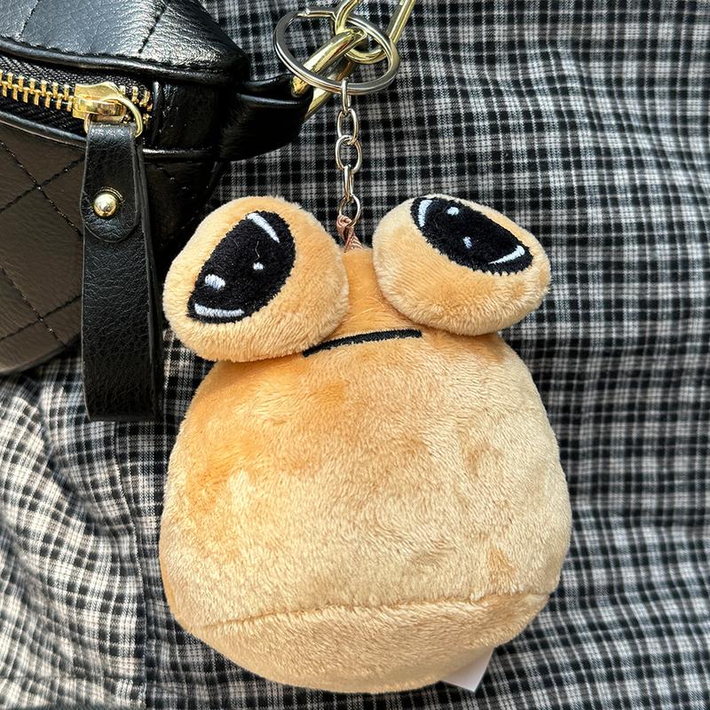 Mini Sad Pou Plush Keychain Kawaii Game Figure Alien Key Chain